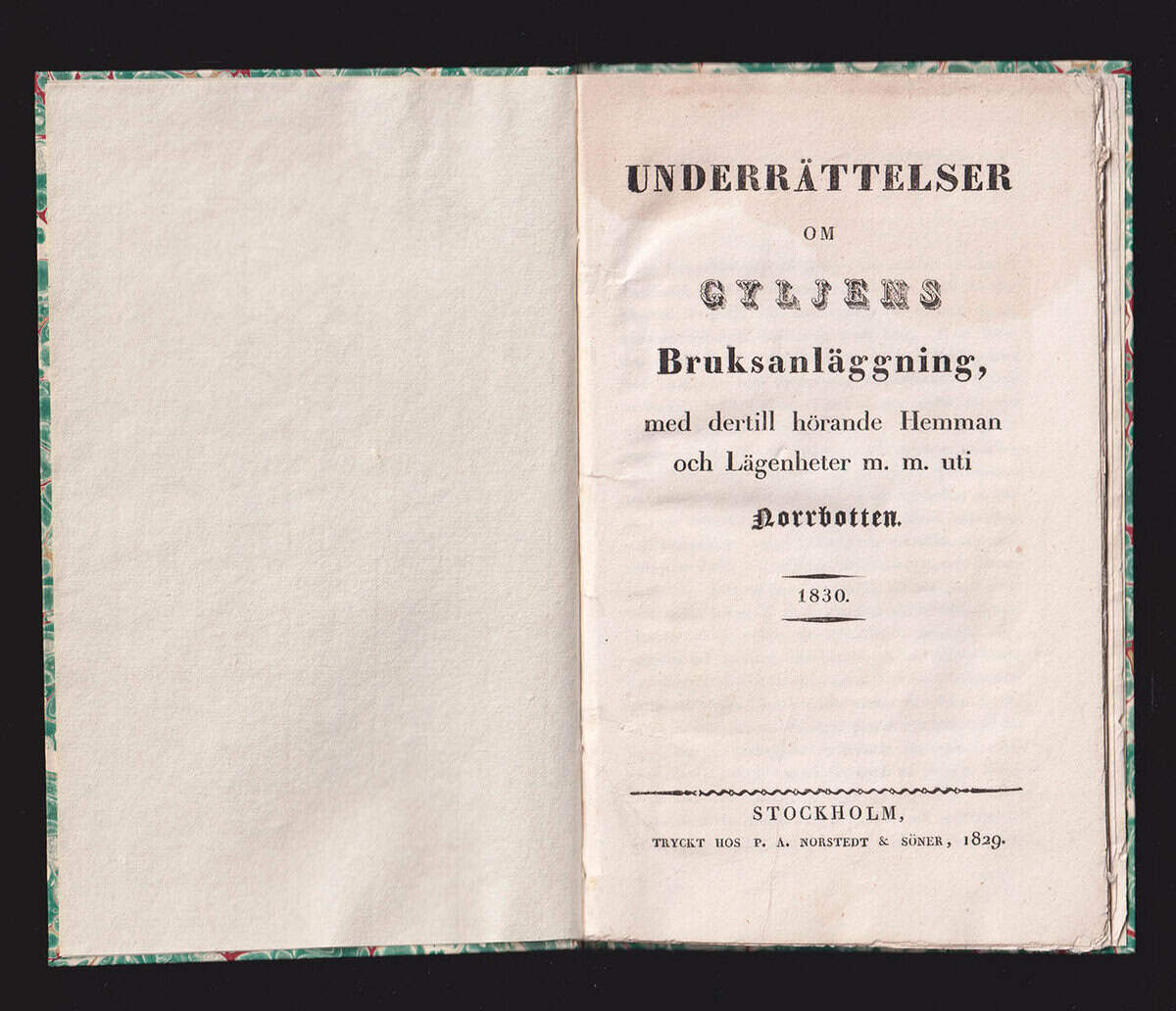 Carl Magnus af Robson : Underrättelser om Gyljens bruksanläggning, med dertill hörande hemman och lägenheter m. m. uit Norrbotten. 1830