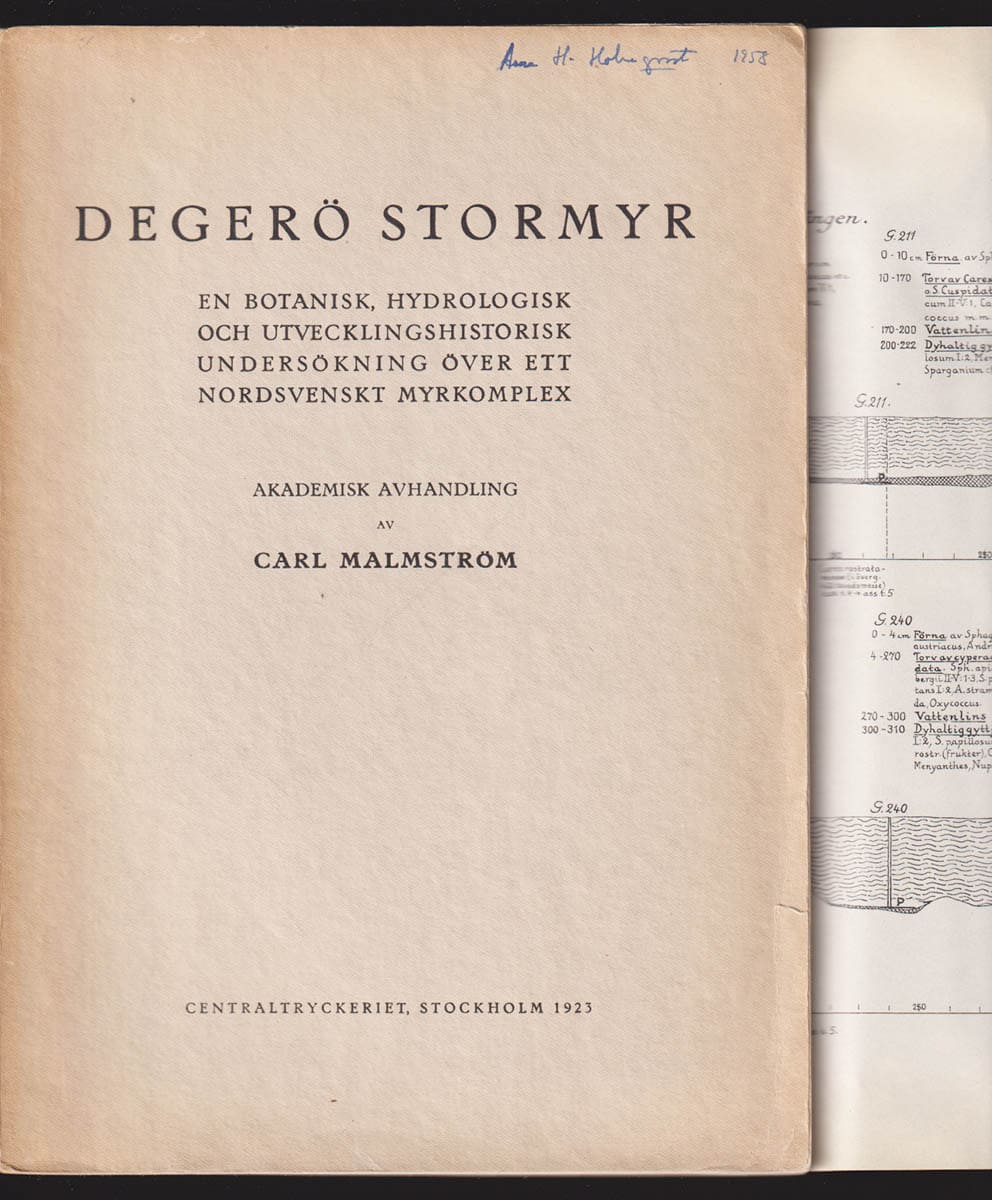Carl Malmström : Degerö stormyr. En botanisk, hydrologisk och utvecklingshistorisk undersökning över ett nordsvenskt myrkomplex