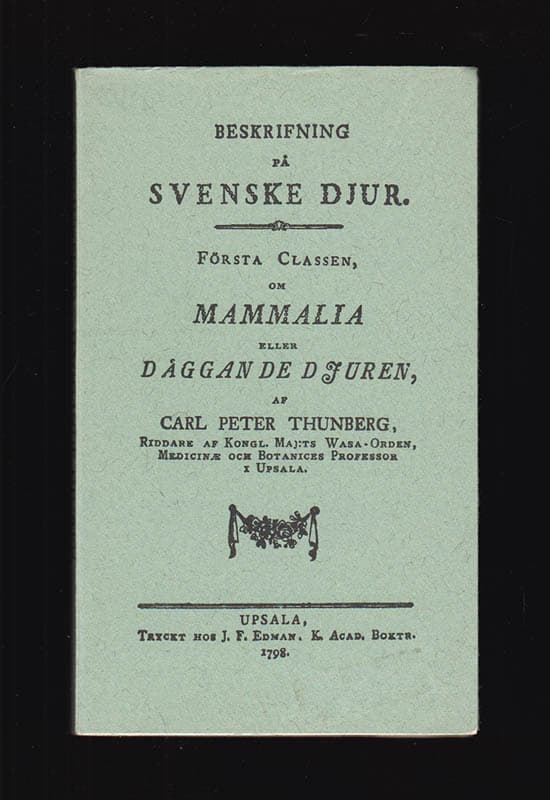 Carl Peter Thunberg : Beskrifning på svenske djur