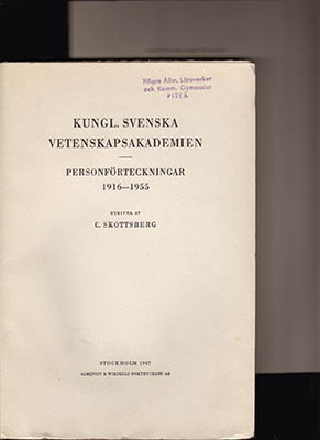 Carl Skottsberg : Kungl. svenska vetenskapsakademien
