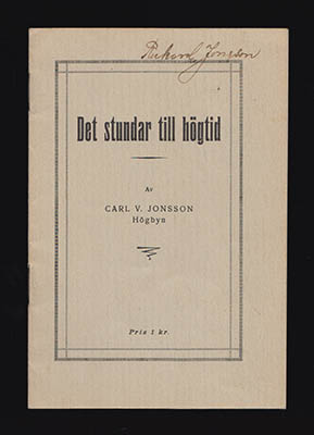 Carl V. Jonsson : Det stundar till högtid