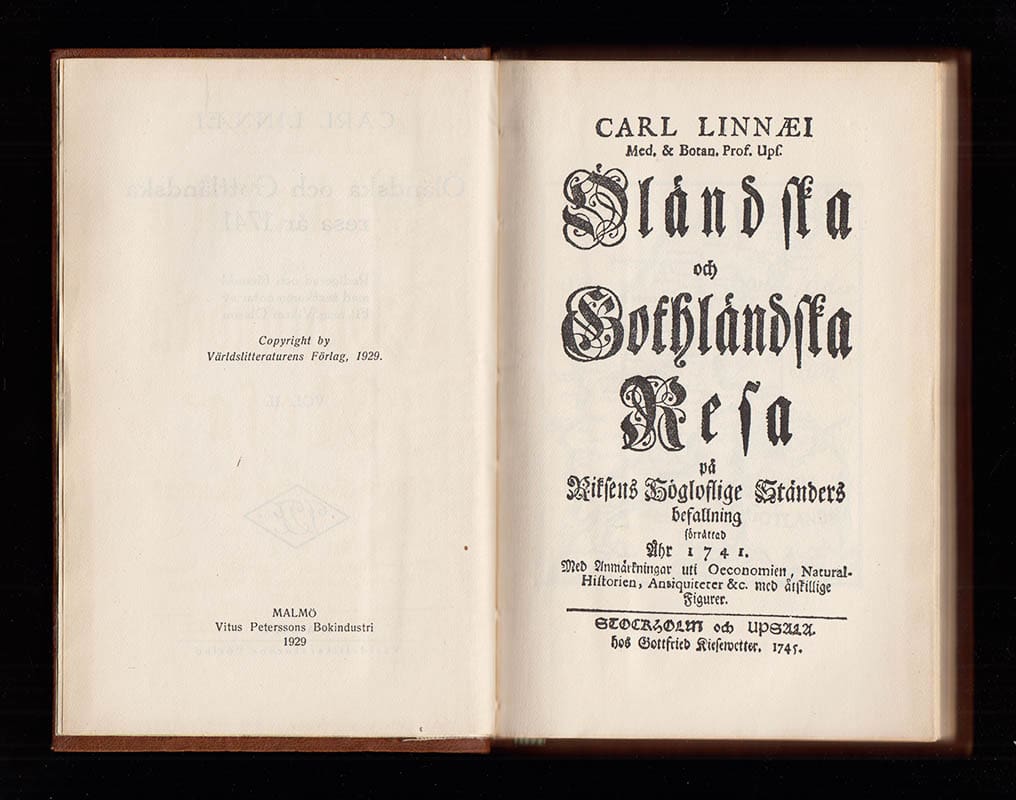 Carl von Linné : Carl von Linné. SKRIFTER (ryggtitel). Del 1-2 av 7. Carl Linnæi Öländska och Gottländska resa år 1741