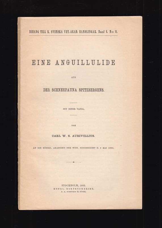 Carl W. S. Aurivillius : Eine Anguillulide aus der Schneefauna Spitzbergens. Mit einer Tafel