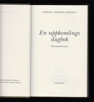 Christina Palmgren Rosenqvist : En uppkomlings dagbok