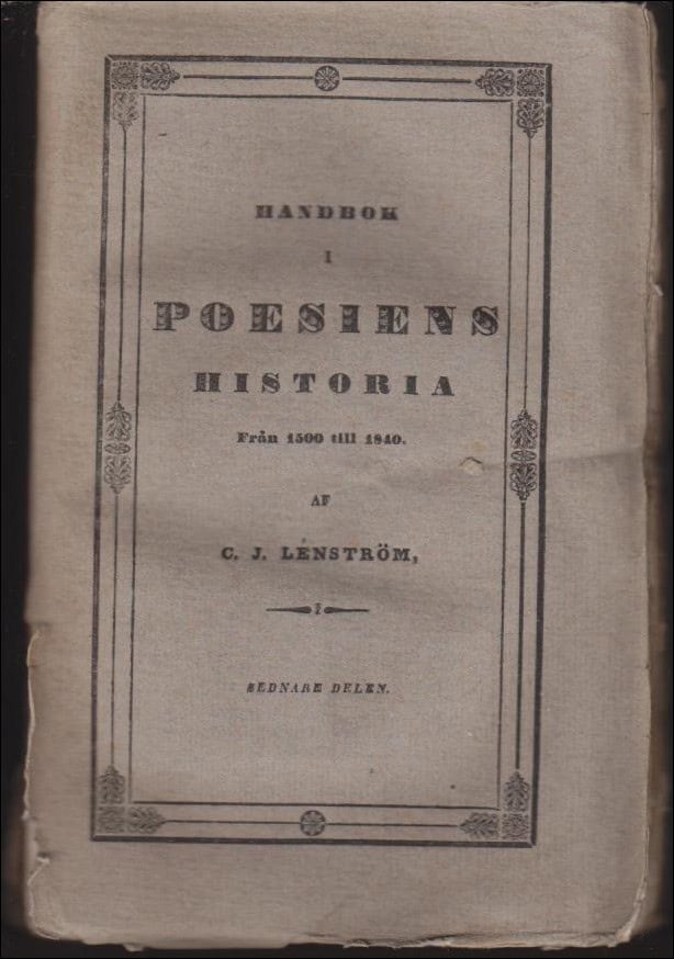 C.J. Lenström : Handbok i poesins historia från 1500 till 1840