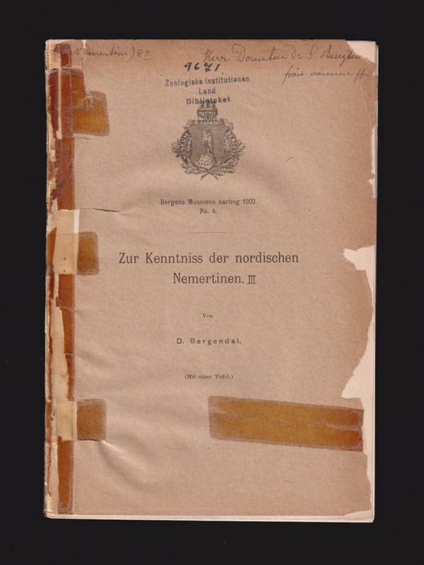 D. Bergendal : Zur Kenntniss der nordischen Nemertinen (Mit einer Tafel.)