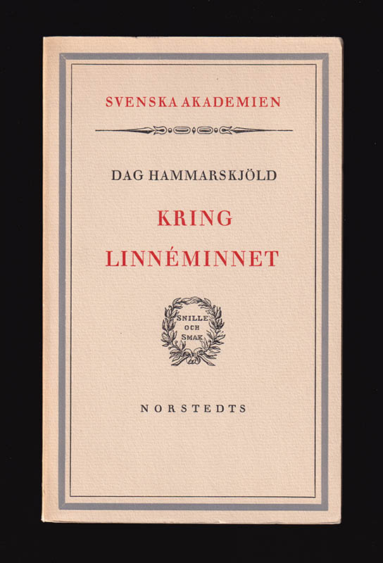 Dag Hammarskjöld : Kring Linnéminnet. Direktörstal vid Svenska Akademiens högtidssammankomst den 20 december 1957