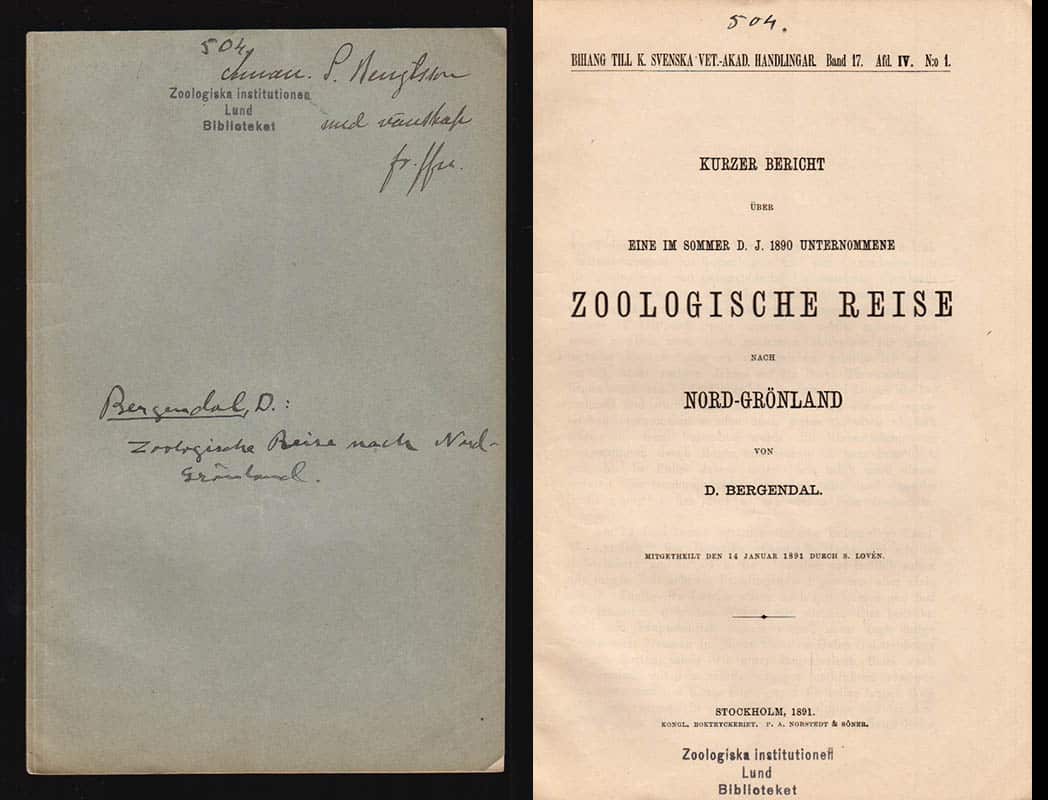 David Bergendal : Kurzer Bericht über eine im Sommer D. J. 1890 unternommene zoologische Reise nach Nord-Grönland