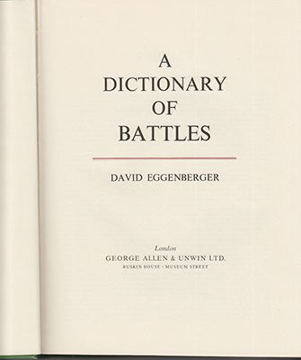 David Eggenberger : A Dictionary of Battles