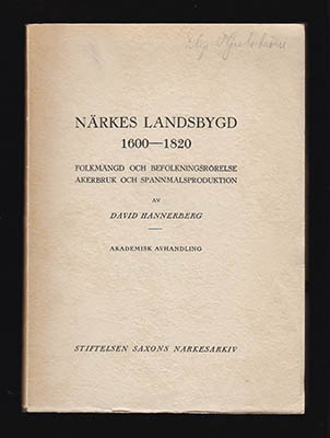 David Hannerberg : Närkes landsbygd 1600-1820