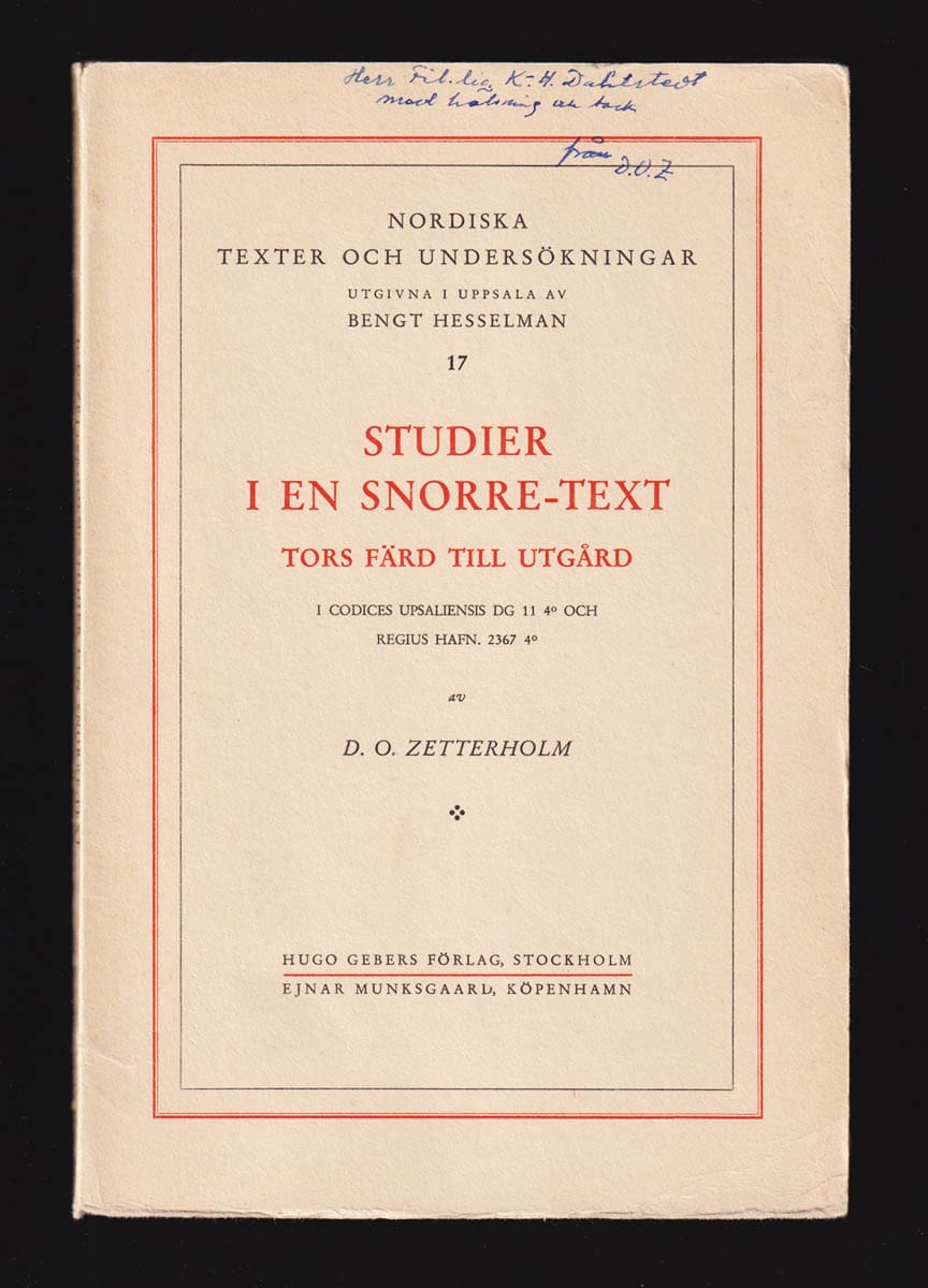 Delmar Olof Zetterholm : Studier i en Snorre-text