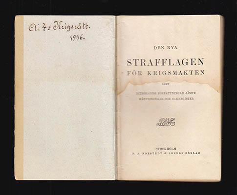 Den nya Strafflagen för krigsmakten samt dithörande författningar jämte hänvisningar och sakregister