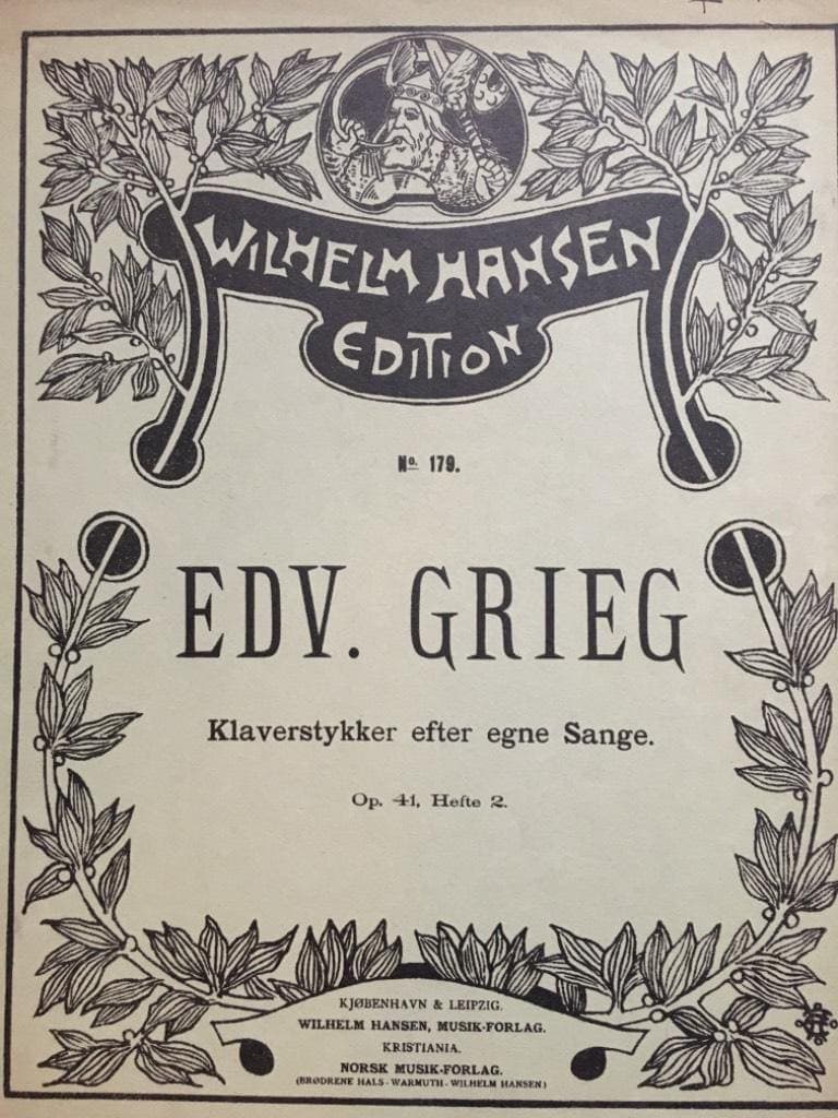 Edvard Grieg : Klaverstykker efter egne Sange Op 41, Hefte 2.