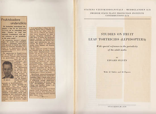 Edvard Sylvén : Studies on fruit leaf tortricids (Lepidoptera)