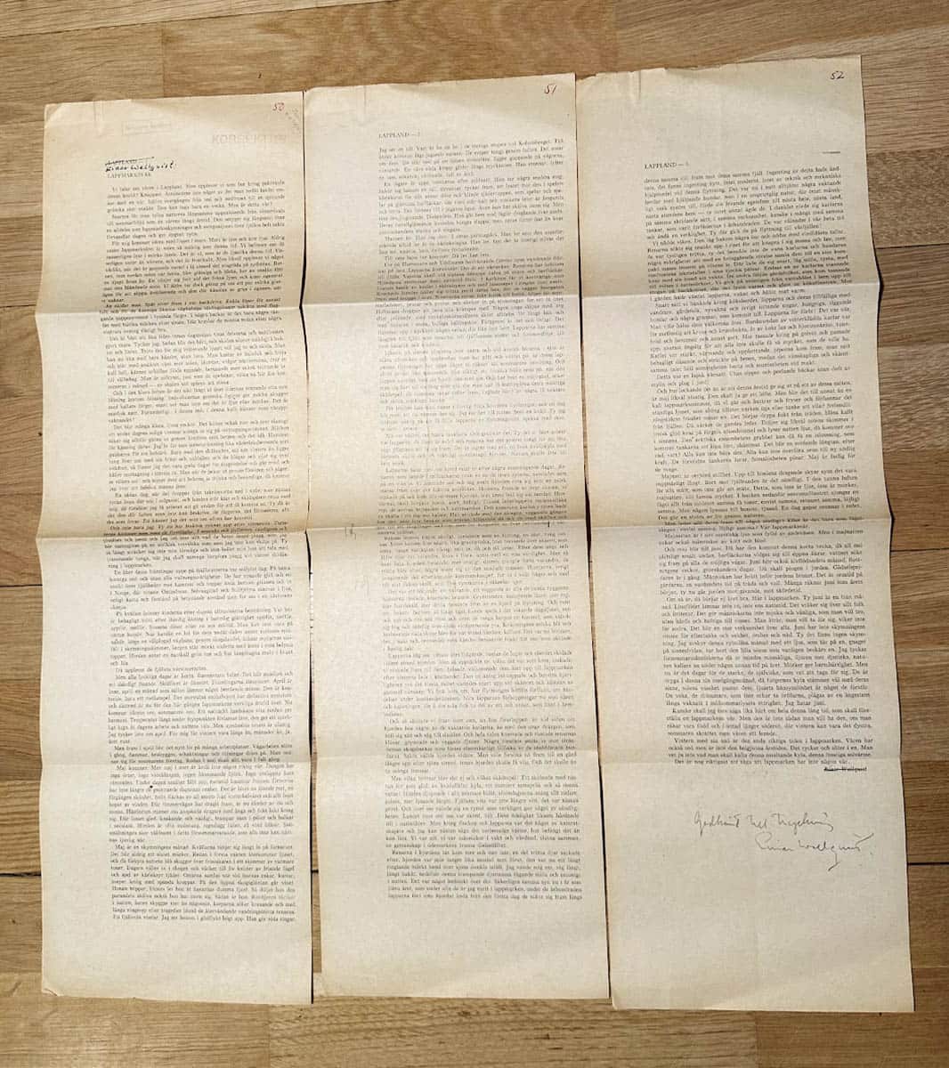 Einar Wallquist : MANUSKRIPT. LAPPLAND - 1-3. LAPPMARKSVÅR