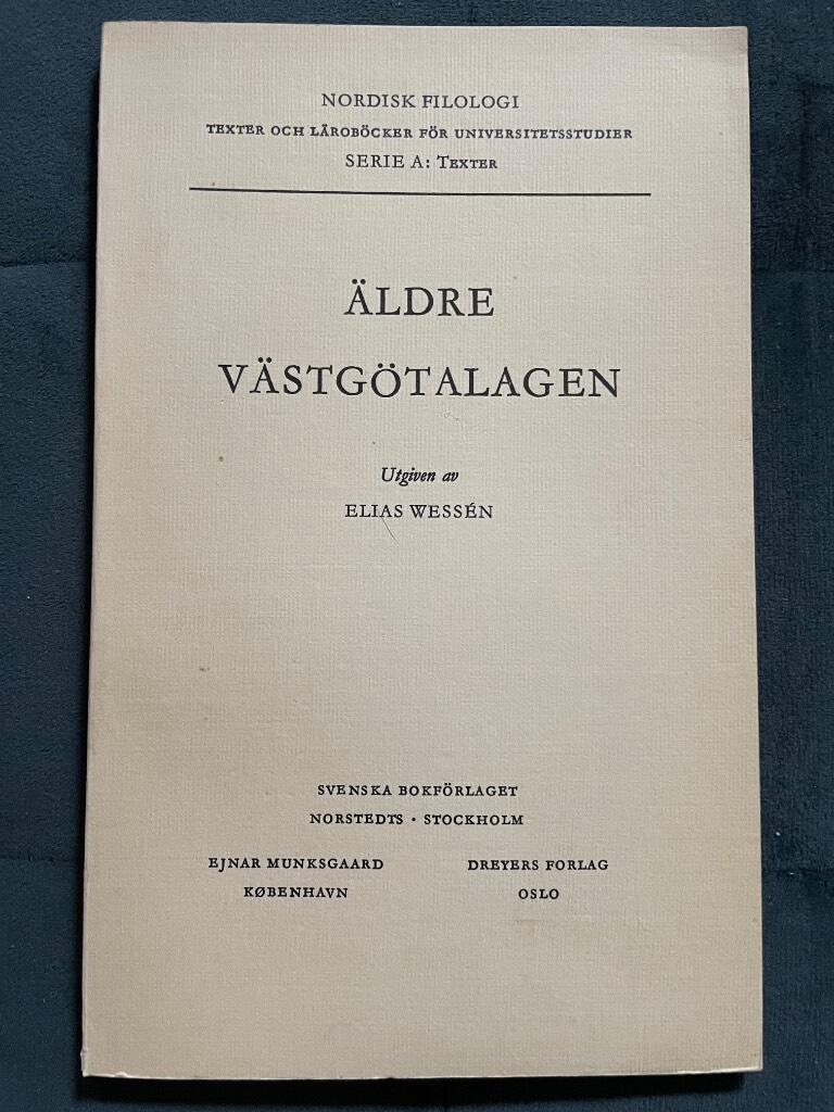 Elias Wessén : Äldre Västgötalagen
