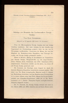 Elof Jäderholm : Beiträge zur Kenntnis der Laubmoosflora Novaja Semljas