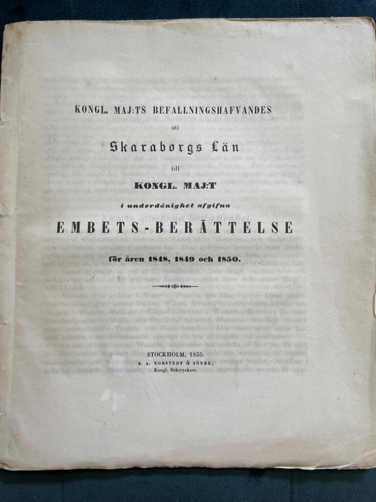 Embets-berättelse Skaraborgs län 1848, 1849 och 1850
