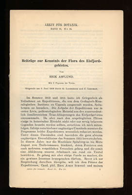 Erik Asplund : Beiträge zur Kenntnis der Flora des Eisfjordgebietes