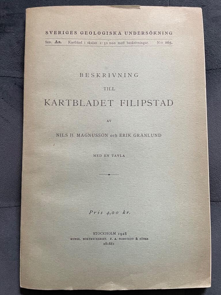 Erik Granlund Nils H. Magnusson : Beskrivning till kartbladet Filipstad inklusive kartbladet
