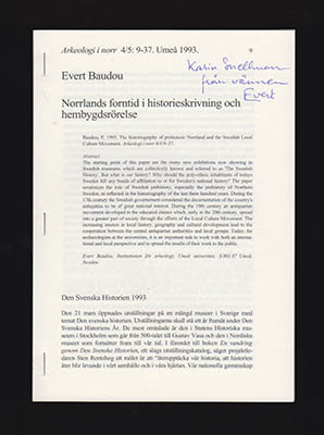 Evert Baudou : Norrlands forntid i historieskrivning och hembygdsrörelse