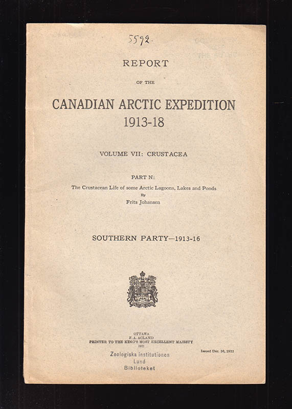 Frits Johansen : Report of the Canadian Arctic Expedition 1913-1918. Vol. VII. Crustacea. Part N