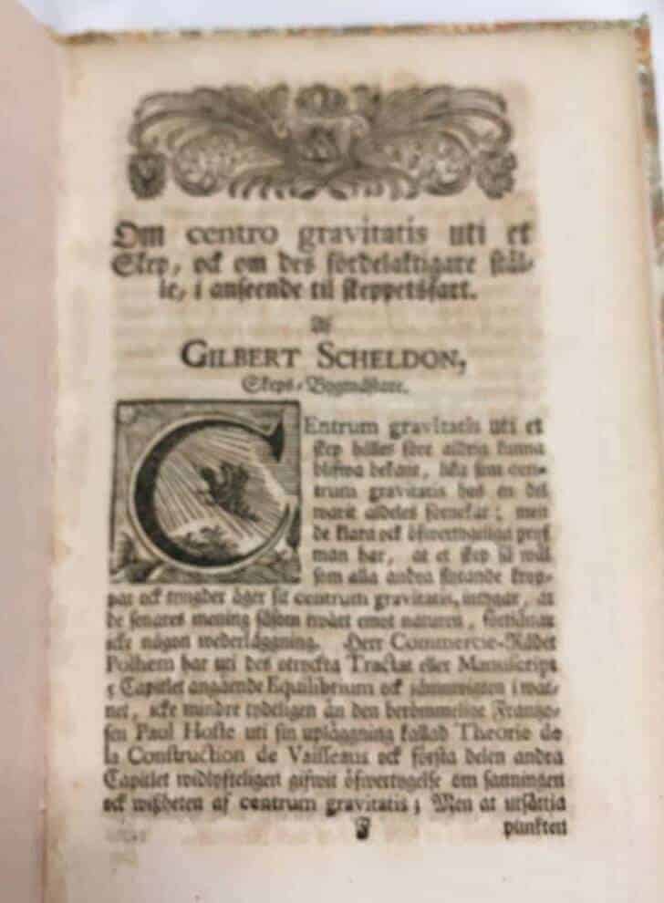 G Scheldon : Om centro Gravitates uti et Skep