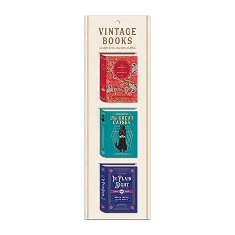 Galison : Vintage Books Shaped Magnetic Bookmarks