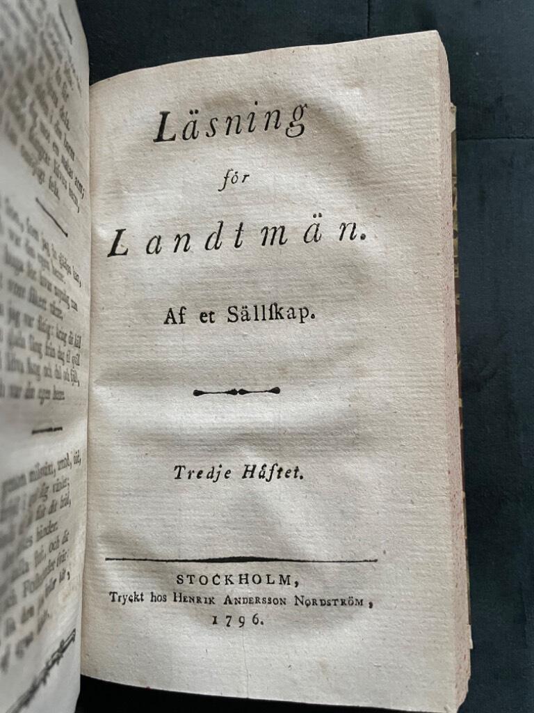 Georg Adlersparre : Läsning för landtmän. Af ett sällskap. Häfte 1-3. (Allt som utkom)