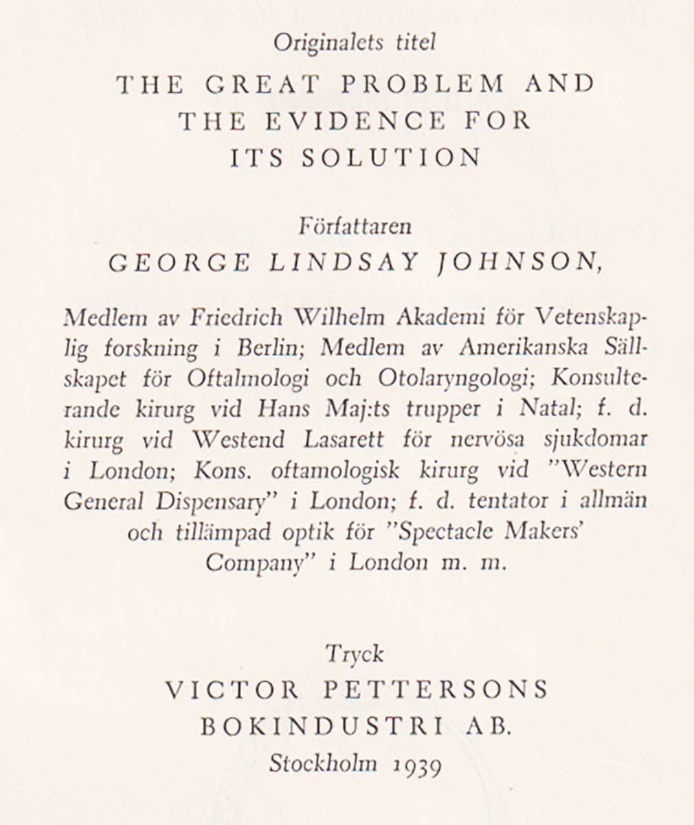 George Lindsay Johnson : Det stora problemet
