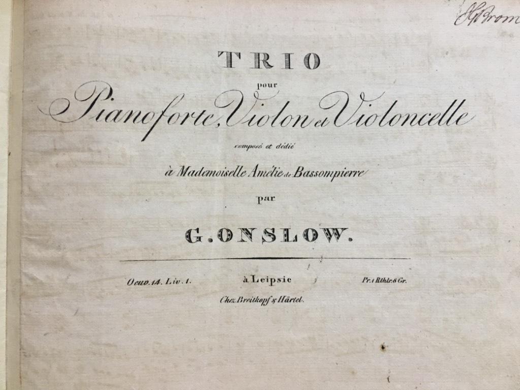 George Onslow, C. M. von Weber, Aloys Schmitt : Early/first edition Trios