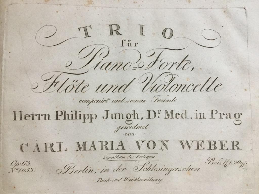 George Onslow, C. M. von Weber, Aloys Schmitt : Early/first edition Trios