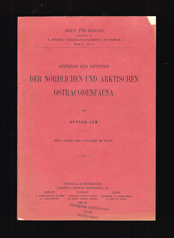 Gunnar Alm : Beiträge zur Kenntnis der nördlichen und arktischen Ostracodenfauna. Mit 1 Tafel und 8 Figuren im texten
