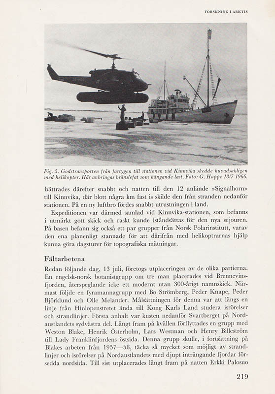 Gunnar Hoppe : Forskning i Arktis. Stockholms Universitets Svalbardsexpedition 1966