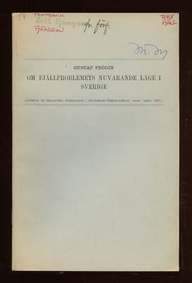Gustaf Frödin : Om fjällproblemets nuvarande läge i Sverige