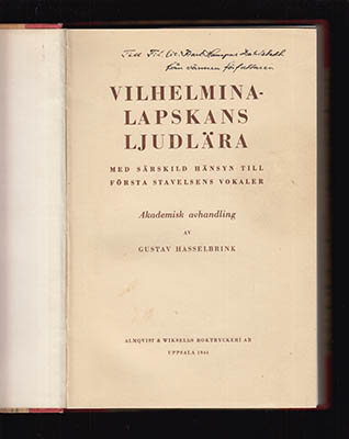 Gustav Hasselbrink : Vilhelminalapskans ljudlära