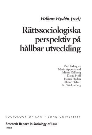 Håkan Hydén : Rättssociologiska perspektiv på hållbar utveckling