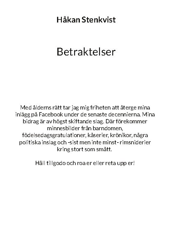 Håkan Stenkvist : Betraktelser