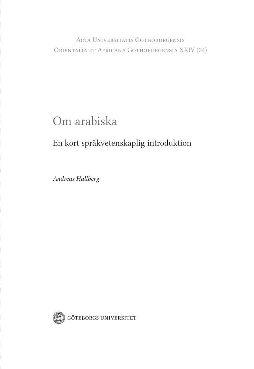 Hallberg Andreas : Om arabiska