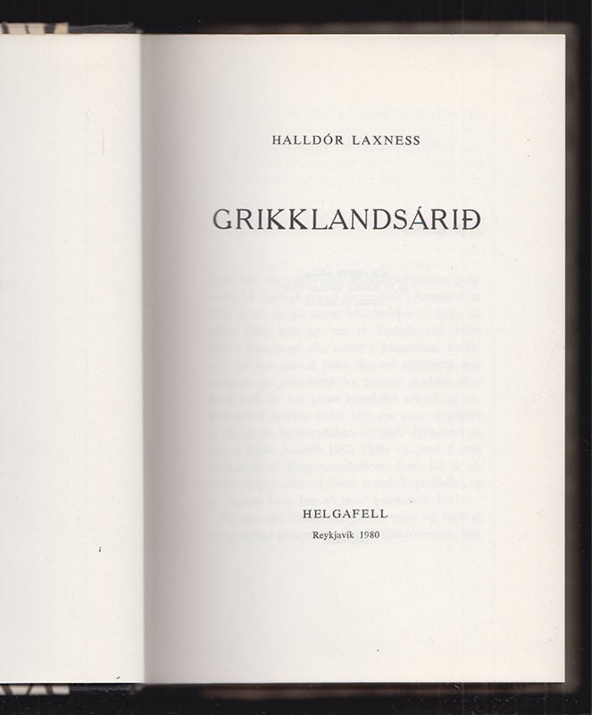 Halldór Laxness : Grikklandsárið
