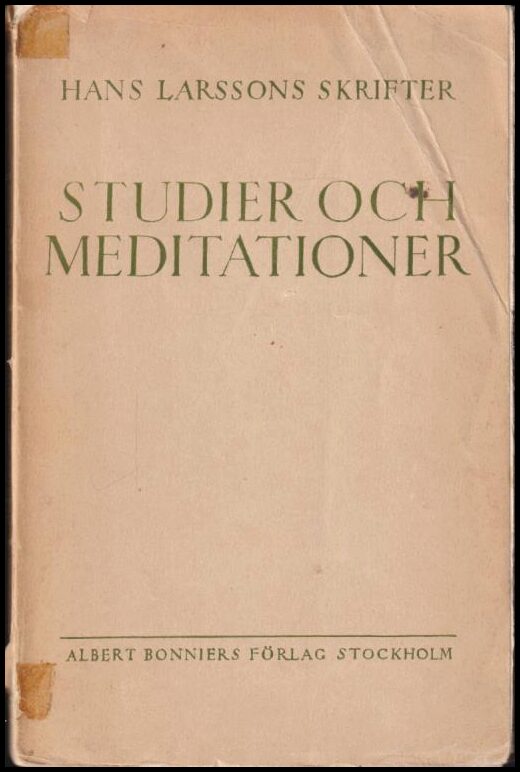 Hans Larsson : Studier och meditationer