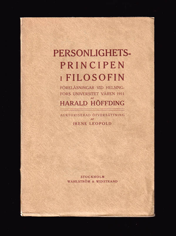 Harald Höffding : Personlighetsprincipen i filosofin