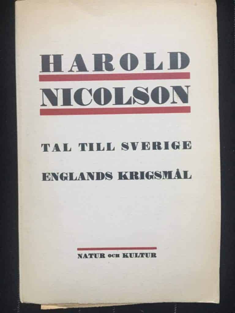 Harold Nicolson : Tal till Sverige