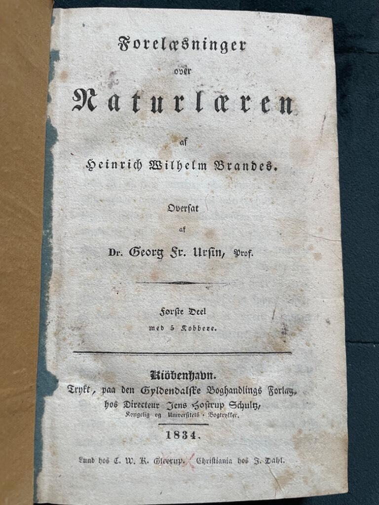Heinrich Wilhelm Brandes : Forelæsninger over Naturlæren I-II