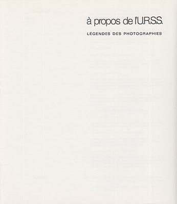 Henri Cartier-Bresson : À propos de l'U.R.S.S. photographies de Henri Cartier-Bresson