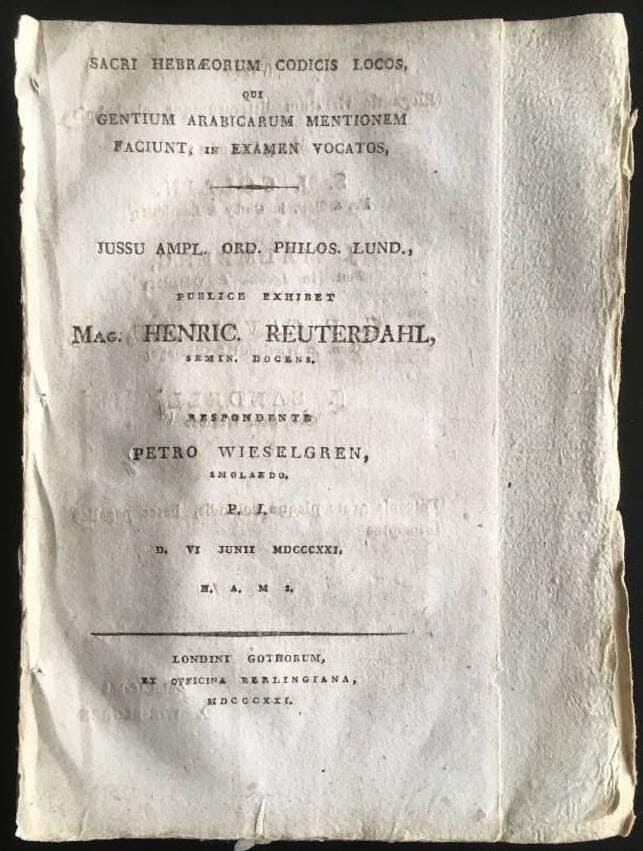 Henric Reuterdahl : Sacri Hebraeorum Codicis Locos...
