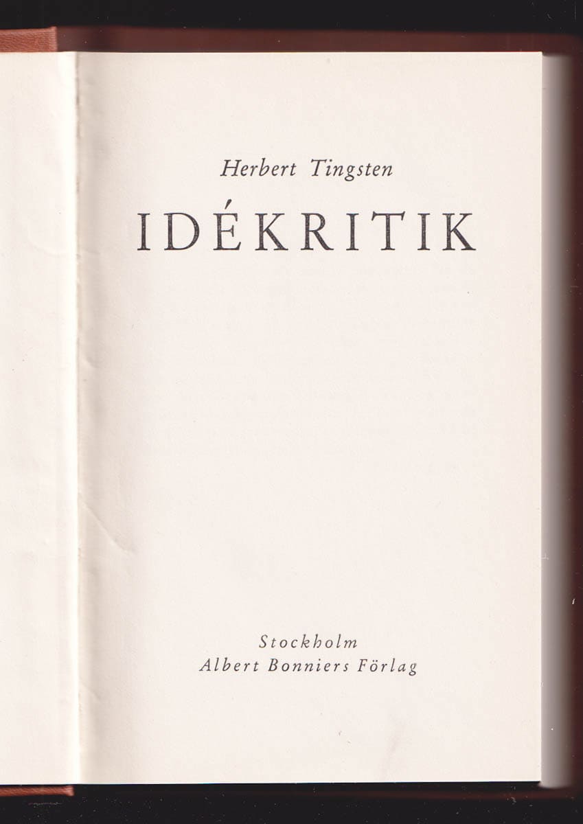 Herbert Tingsten : Idékritik
