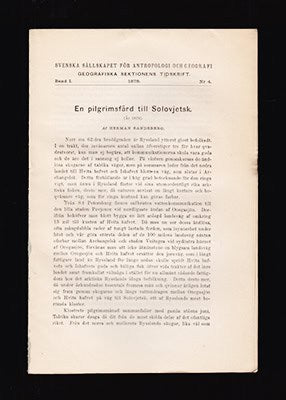 Herman Sandeberg : En pilgrimsfärd till Solovjetsk (År 1876)
