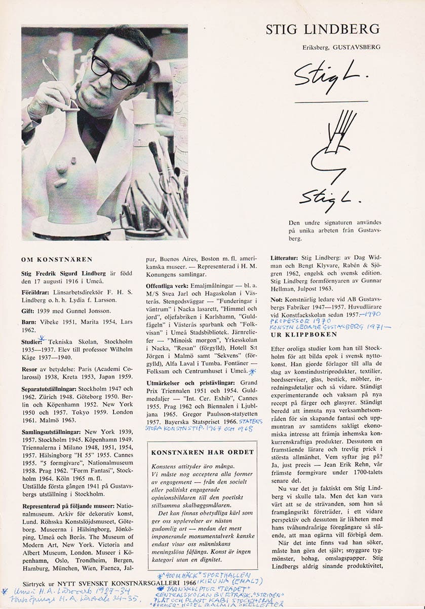 Hilding Engströmer : Stig Lindberg