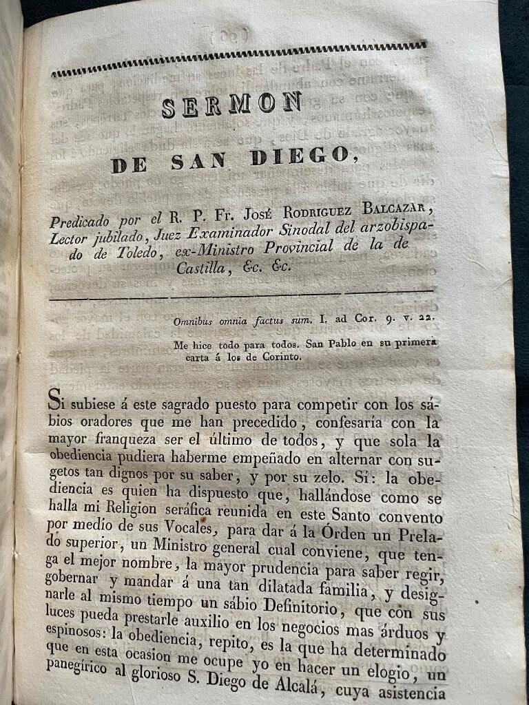 Historia del Capitulo General Celebrado en el Convento de Santa Maria de Jesús, Vulgo San Diego, de la Ciudad de Alcalá de Henares el dia 29 de mayo de 1830 presidido por Francisco Tiberi, que ordenó Fr. Bartolomé Altemir